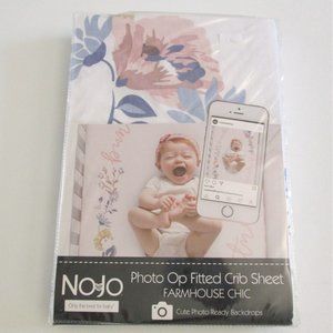 NoJo Photo Op Fitted Baby Crib Sheet Farmhouse Chic Photo Ready Backdrop New